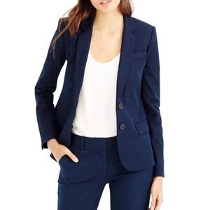 J.Crew Navy 100% Wool 2 Button Blazer Made In Japan Size 6